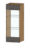 Шкаф навесной Даллас со стеклом (Дуб вотан/Цемент темный)