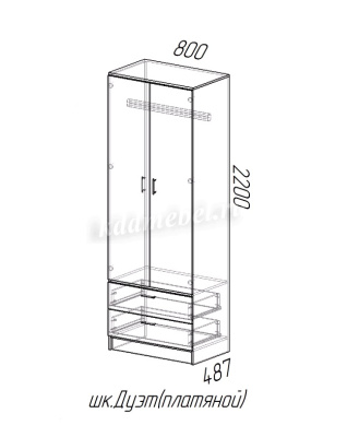 Шкаф Дуэт платяной (Дуб Вотан/Белый)