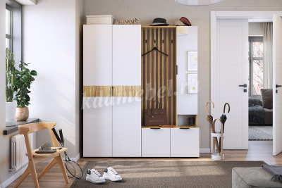 Прихожая Бери (Дуб крафт золотой/Белое дерево)