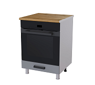 Шкаф нижний духовой 6Д кухня Осло без столешницы (Белый/Карбон Фарфор) 