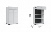 Комод Йорк 2 двери 1 ящик (Белый жемчуг/Белый глянец)