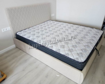 Кровать Стелла 1.6 с подъемным механизмом (Микровелюр/Бежевый)