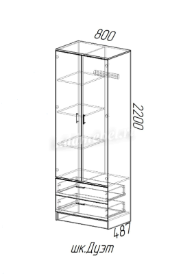 Шкаф Дуэт комбинированный без зеркала (Венге/Лоредо)