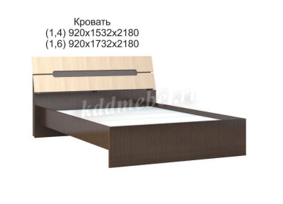 Кровать Гавана 1.6 (Венге/Дуб молочный)