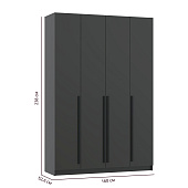 Шкаф для одежды 4-х дв. Брандо 67.13 (h 2380) (Диамант серый/Графит МДФ) Шкаф для одежды 4-х дв. Брандо 67.13 (h 2380) (Диамант серый/Графит МДФ)