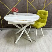 Стол обеденный раздвижной Арчи (Мрамор 691/Опоры белые)