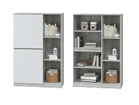 Шкаф для книг Лори с 2 дв (Дуб серый/Белый)