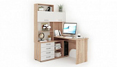 Стол компьютерный угловой с надставкой Гарвард левый 130*120 (Дуб сонома/Белый)